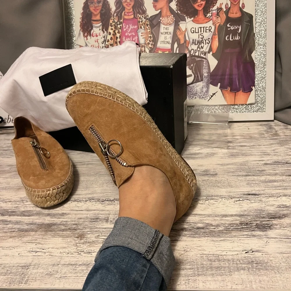 ALEXANDER WANG Devon nubuck zip front espadrille shoes